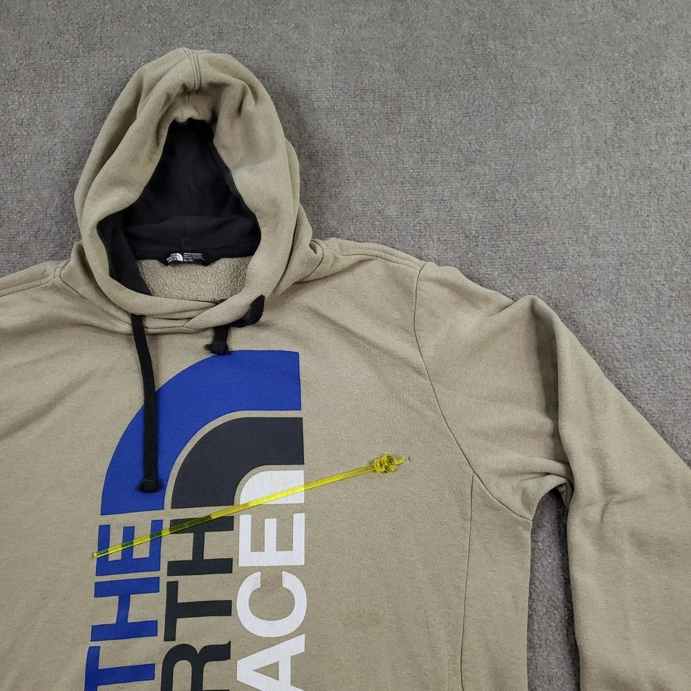 The North Face Hoodie Mens XL Beige Pullover Hooded Fleece Graphic Logo